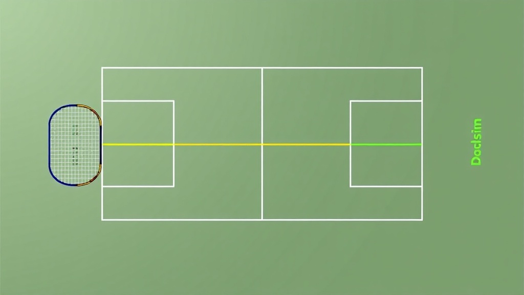 배드민턴 더블스 코트의 구조와 영역 표시 다이어그램