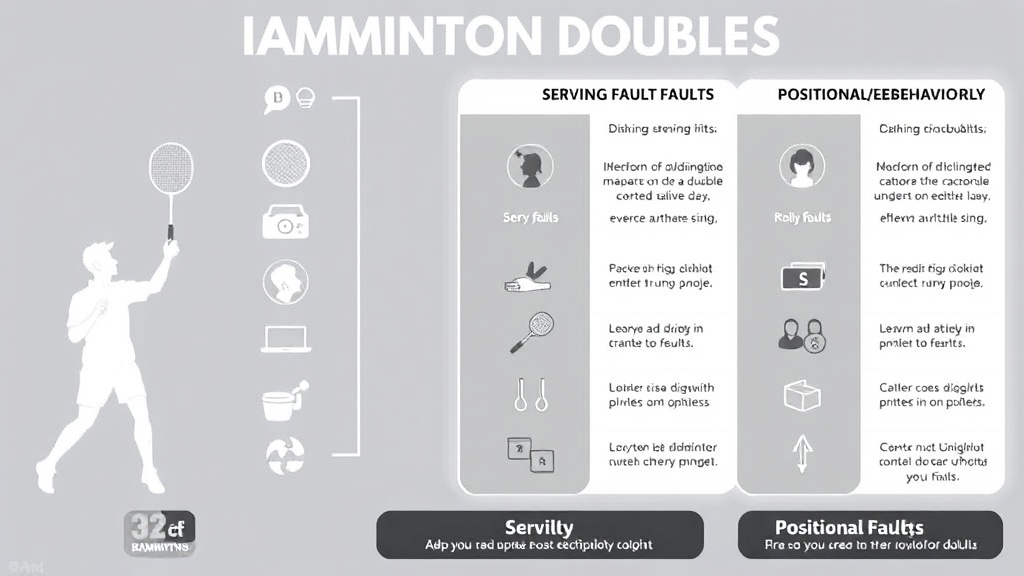 배드민턴 경기에서 발생하는 다양한 폴트 유형을 분류하여 나타낸 인포그래픽