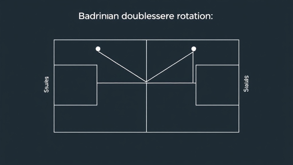배드민턴 더블스 서브 로테이션의 순서와 위치 변화를 나타낸 패턴 다이어그램