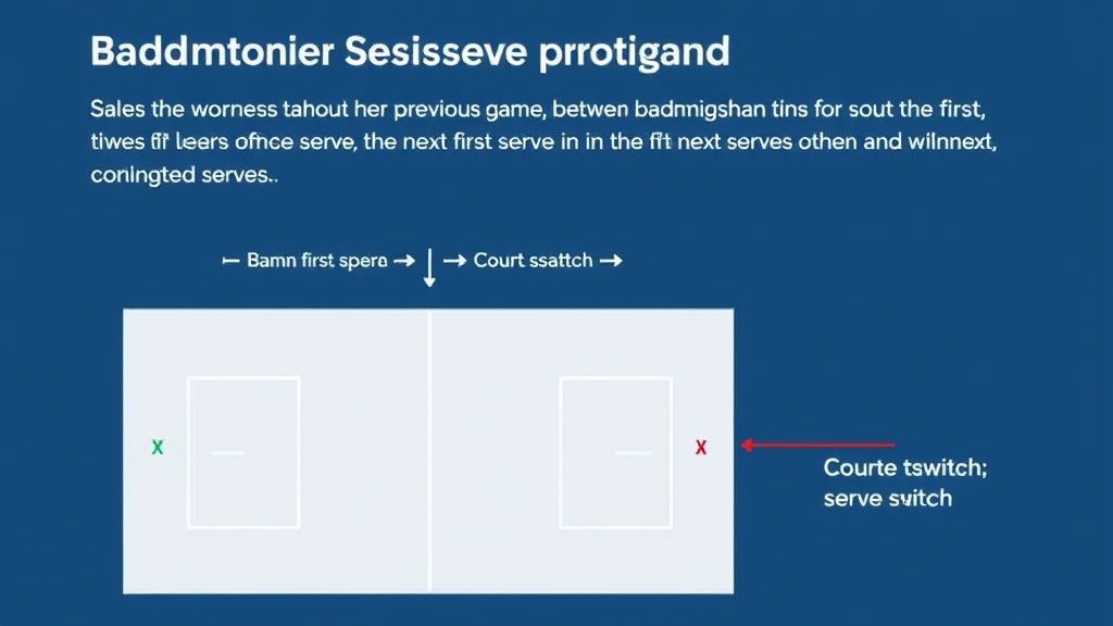 배드민턴 게임 사이의 코트 교체와 서브권 결정 과정을 나타낸 설명도